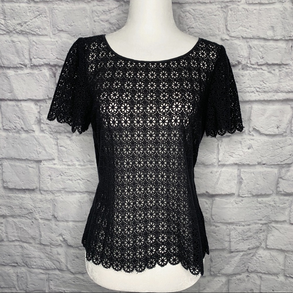 Juicy Couture Black Crochet Lace Blouse